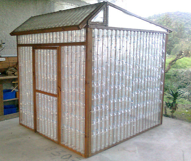 A Greenhouse made out of plastic bottles